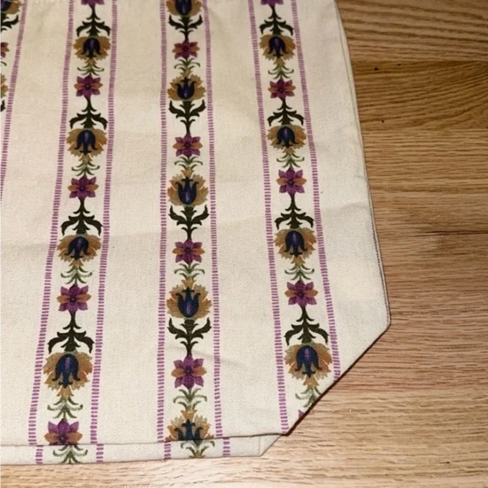 SÉZANE Floral Striped Block Print Boho Canvas Shoulder‎ Tote Bag